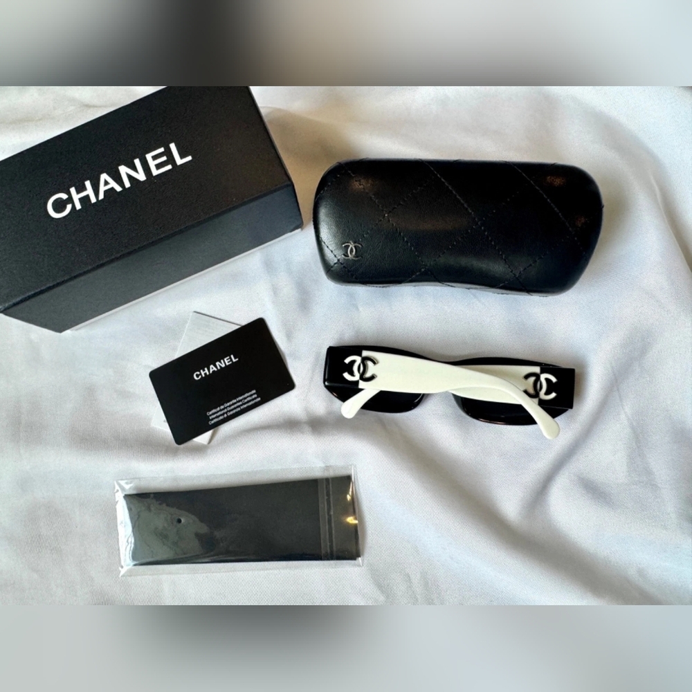CHANEL BLACK & WHITE SUNGLASSES - Picture 2 of 10